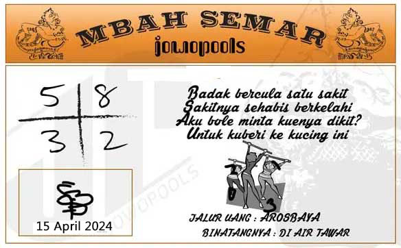 Syair HK Mbah Semar 15 April 2024